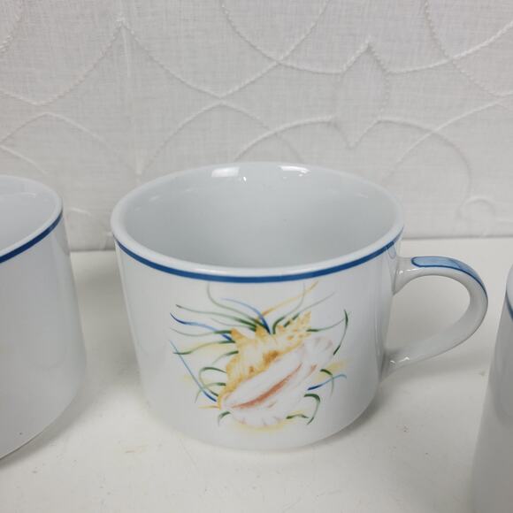 National Wildlife Federation Coffee Mugs White Beach Seashells Set of 4 Cups - Picture 6 of 16